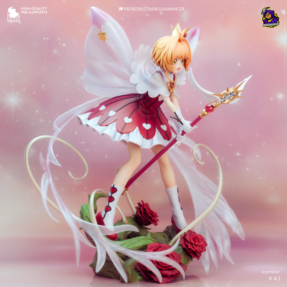 Cardcaptor Sakura 1:8 scale resin fan art statue with wings and magical staff on rose base