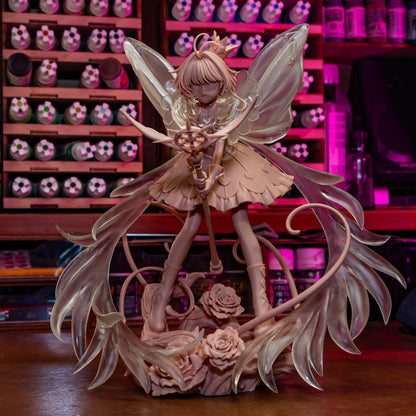 Cardcaptor Sakura 1:8 scale resin fan art statue with wings and magical staff on rose base, test print