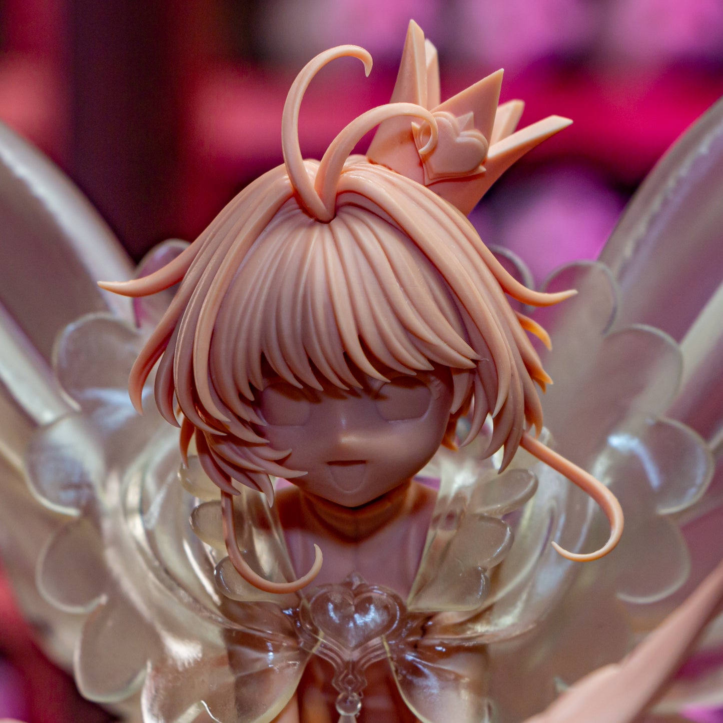 Cardcaptor Sakura 1:8 scale resin fan art statue with wings and magical staff on rose base, test print
