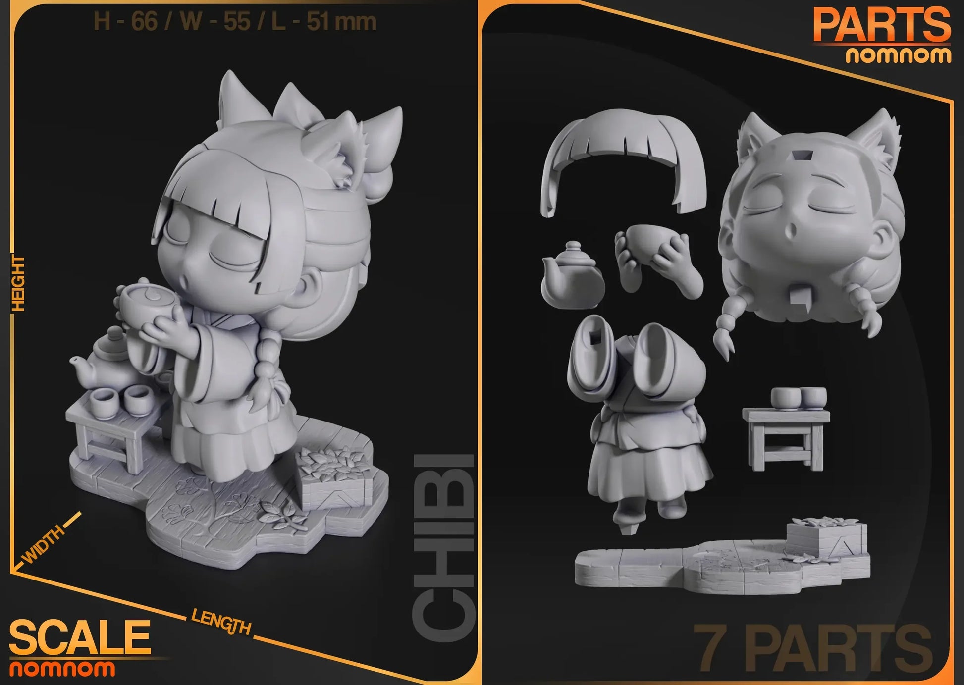 Detailed scale showing Chibi Maomao figure parts