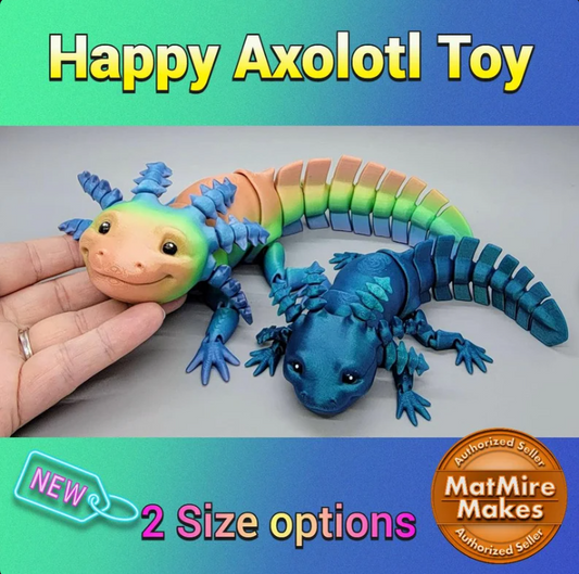 Happy Axolotl Fidget Toy – Articulated with Optional Keychain