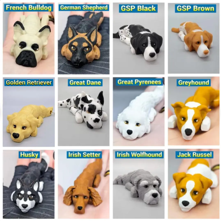 Flexi Dog Toy or Keychain | 3D Printed | Sensory Play | Custom Colors Available