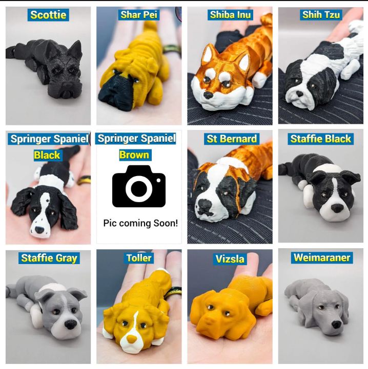 Flexi Dog Toy or Keychain | 3D Printed | Sensory Play | Custom Colors Available