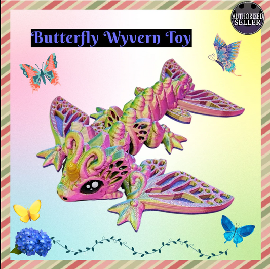 Butterfly Wyvern Toy or Keychain – 3D Printed, Articulated, Small & Big Sizes