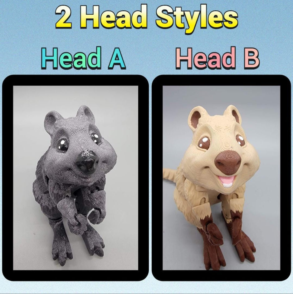 Juguete articulado Quokka, Wallaby, Fidget, colorido, flexible, sensorial, personalizado