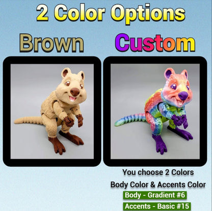 Juguete articulado Quokka, Wallaby, Fidget, colorido, flexible, sensorial, personalizado