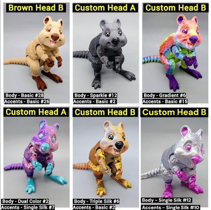 Juguete articulado Quokka, Wallaby, Fidget, colorido, flexible, sensorial, personalizado