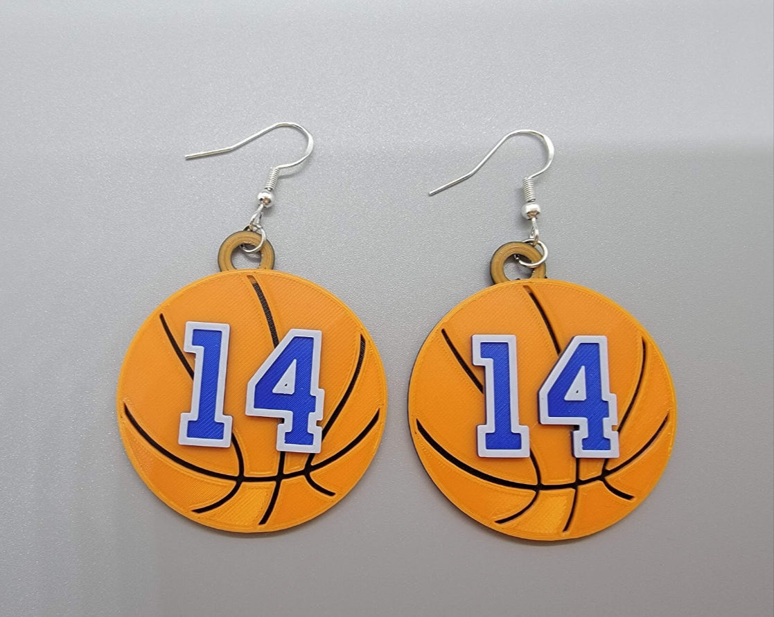 Custom Basketball Number Earrings