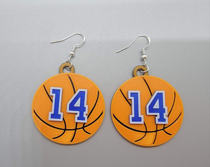 Custom Basketball Number Earrings