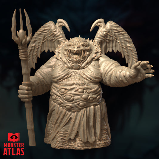 Shator winged demon overlord resin miniature with staff and massive wings dark fantasy boss figure for tabletop RPG or display