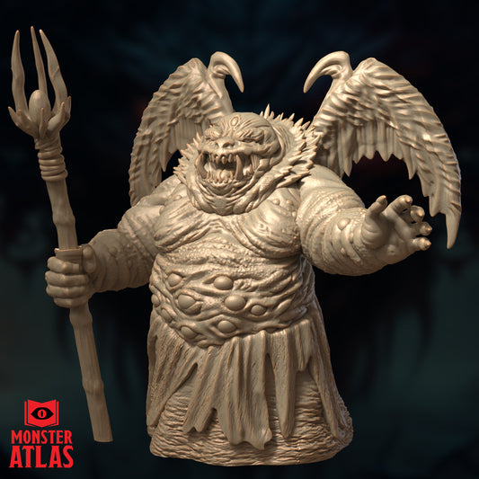 Shator winged demon overlord resin miniature with staff and massive wings dark fantasy boss figure for tabletop RPG or display