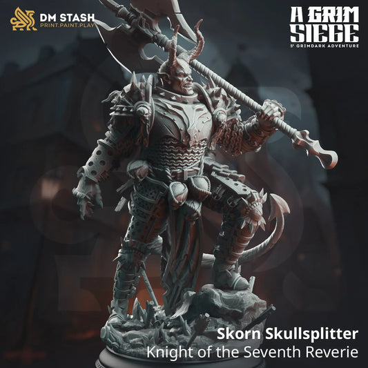 Skorn Skullsplitter Knight of the Seventh Reverie grimdark miniature figure for TTRPG D&D display or painting