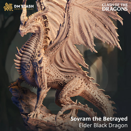 Sovram the Betrayed Ancient Black Dragon miniature for Dungeons & Dragons and fantasy tabletop RPGs