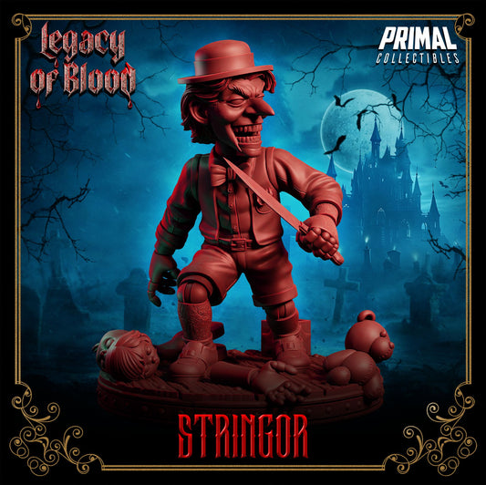 Stringor front view standing over victim on detailed base
