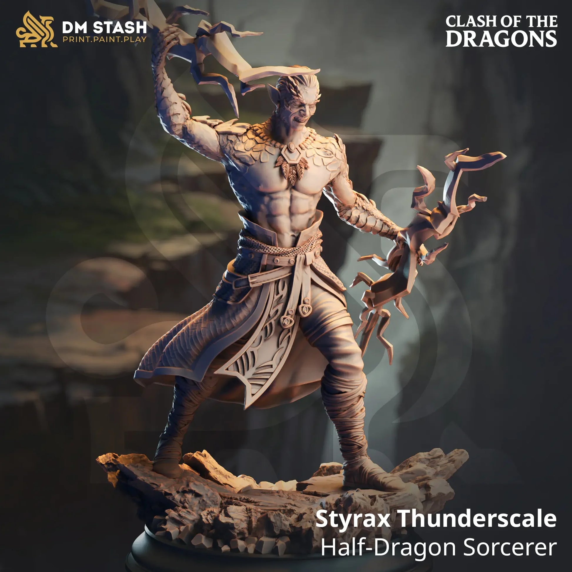 Styrax Dragonsoul Sorcerer half-dragon miniature for Dungeons & Dragons and tabletop RPGs