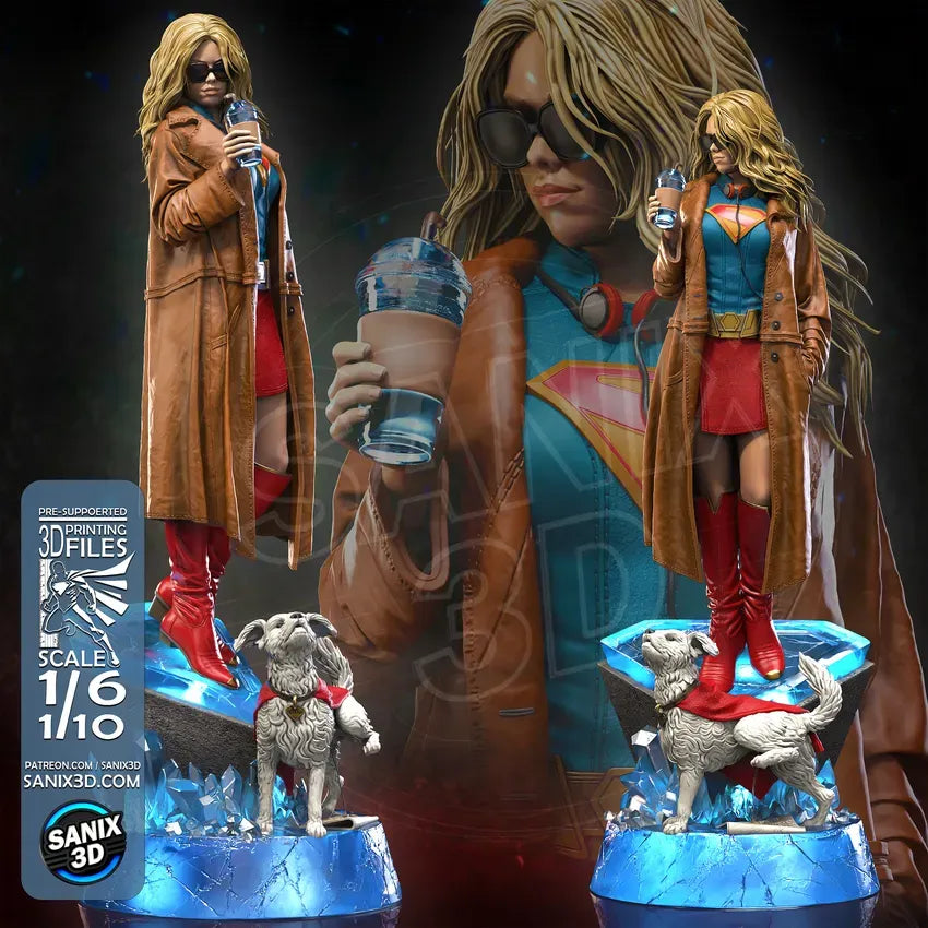 Supergirl resin fan art statue available in 1:6 scale and 1:10 scale display collectible with detailed sculpt and scenic base