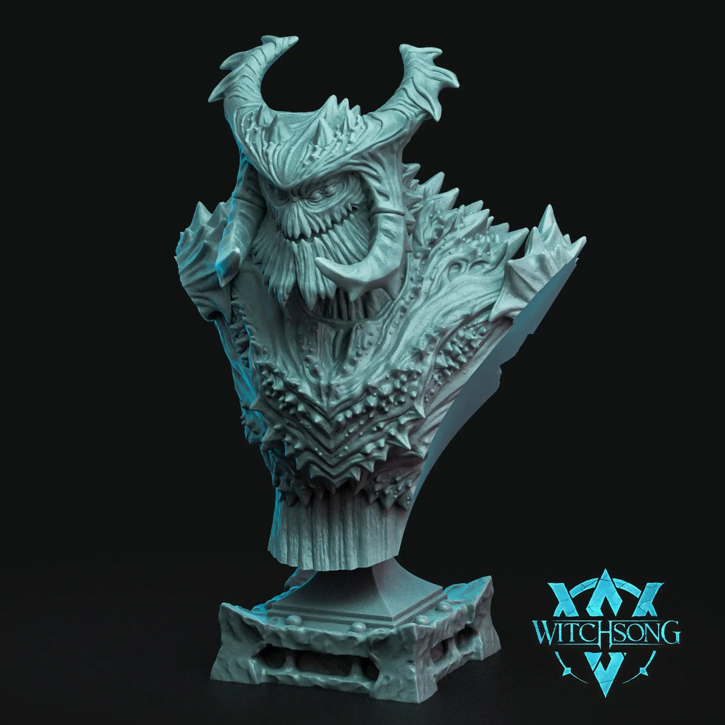 Rendered bust of the Swarm Matriarch alien queen with horned armor and spiked carapace