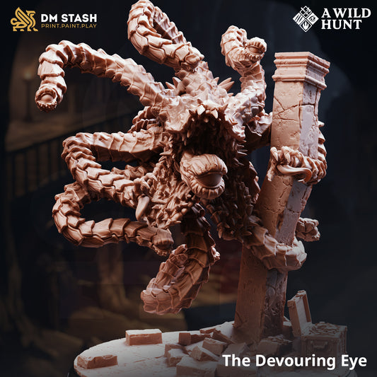 The Devouring Eye resin miniature – aberrant beholder boss monster for D&D and TTRPG campaigns, printed by D&K Custom Prints