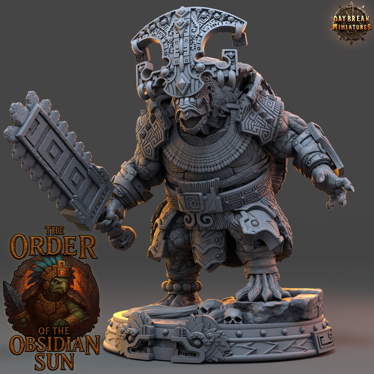Totomac Flamescale turtlefolk warrior resin miniature in 32mm and 54mm scales by D&K Custom Prints