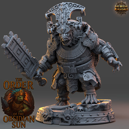 Totomac Flamescale turtlefolk warrior resin miniature in 32mm and 54mm scales by D&K Custom Prints