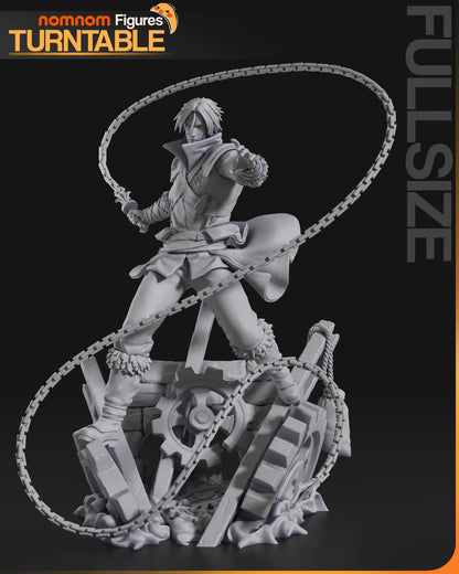 unpainted gray resin Trevor Belmont statue front angle