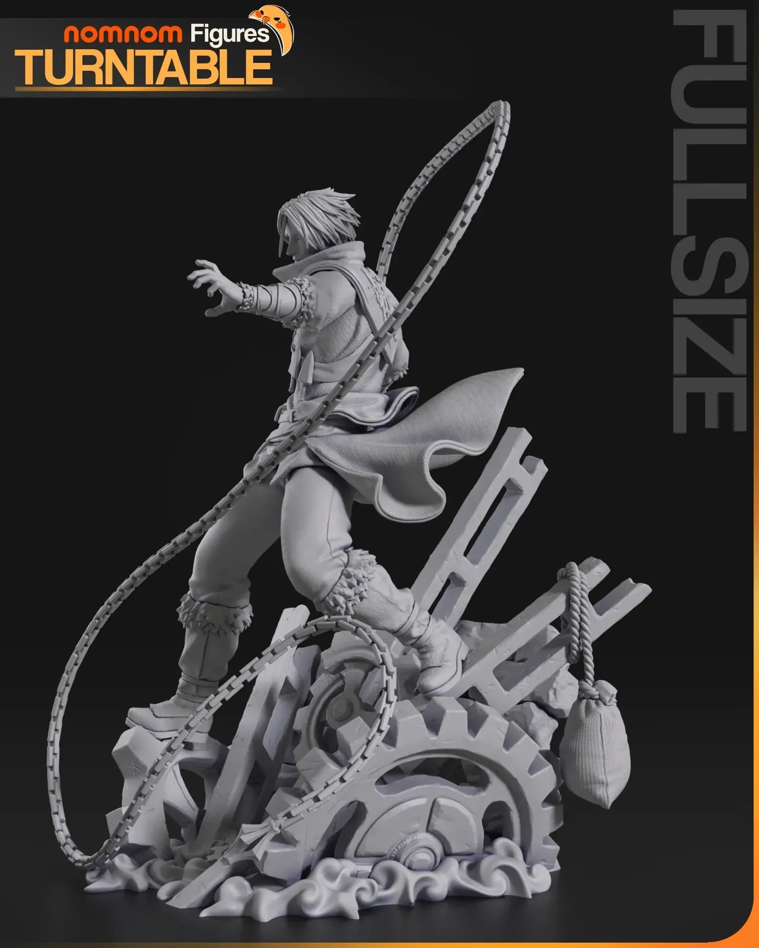Trevor Belmont figure side view showing flowing cloak and whip