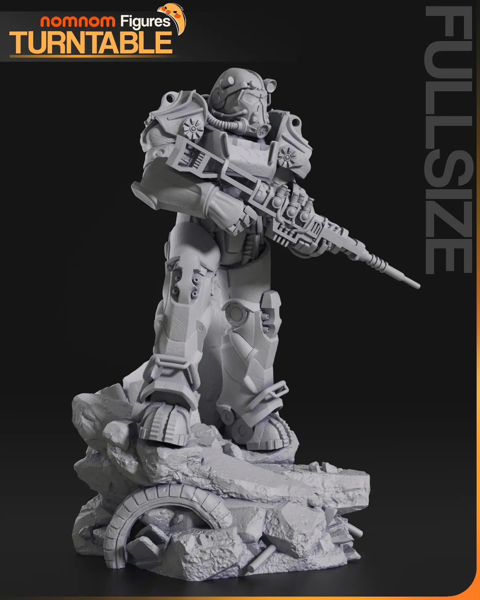 digital render of T-60 Power Armor Fallout 4 bust on pedestal