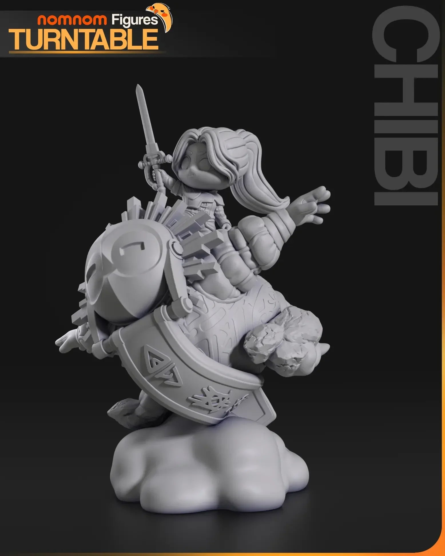 Chibi Esquie figure rotated to display left side