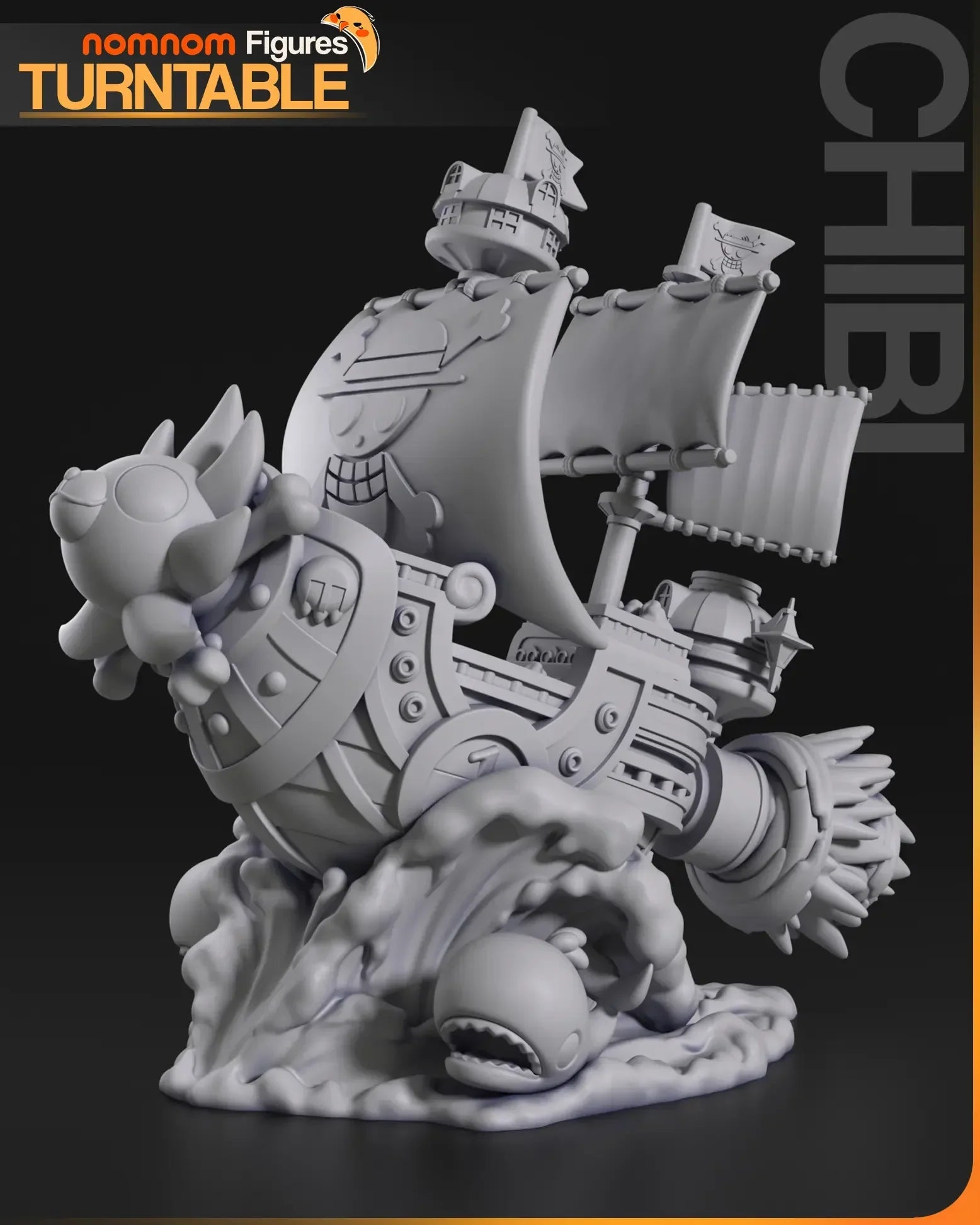Chibi Thousand Sunny One Piece ship digital render side view