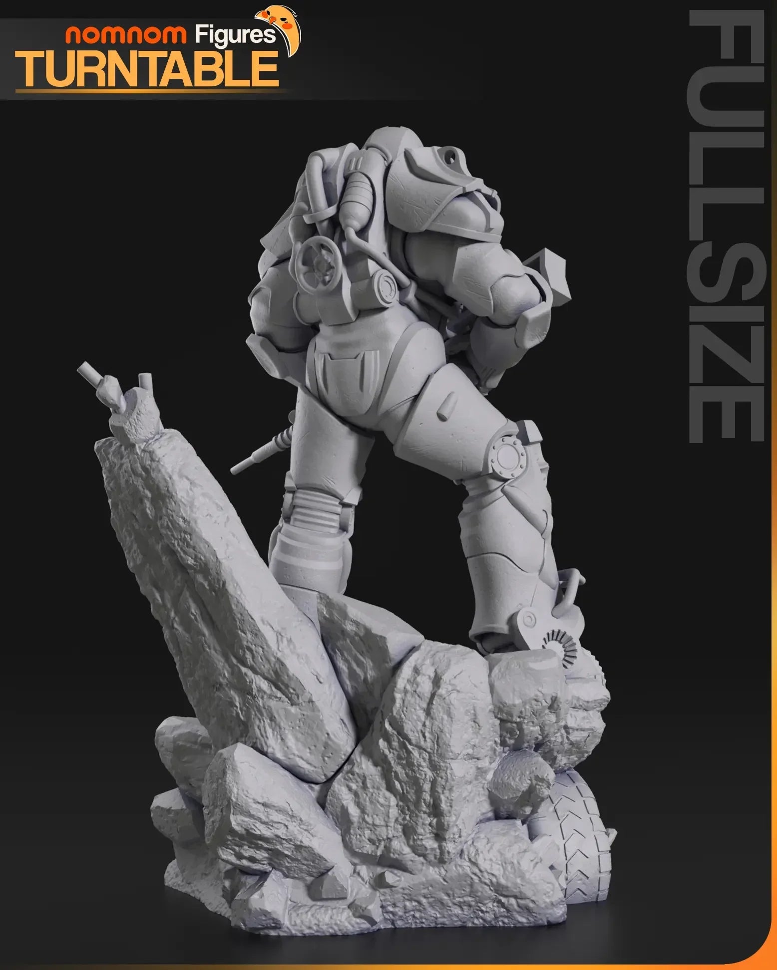 digital render back view of T-60 Power Armor Fallout 4 showing armor details