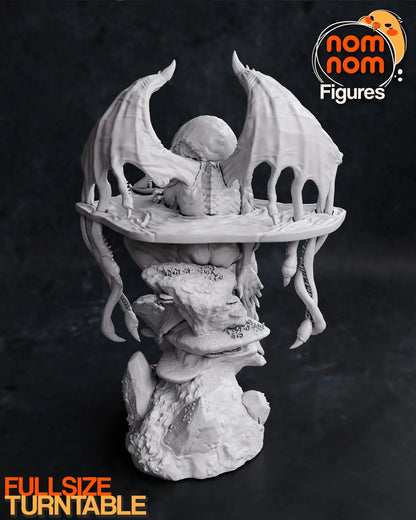 Cthulhu figure back view with wings spread out