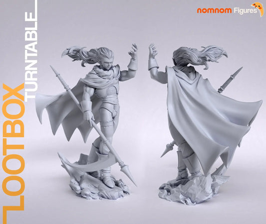 Digital sculpt of Magus Chrono Trigger figure shown front and back in gray resin style