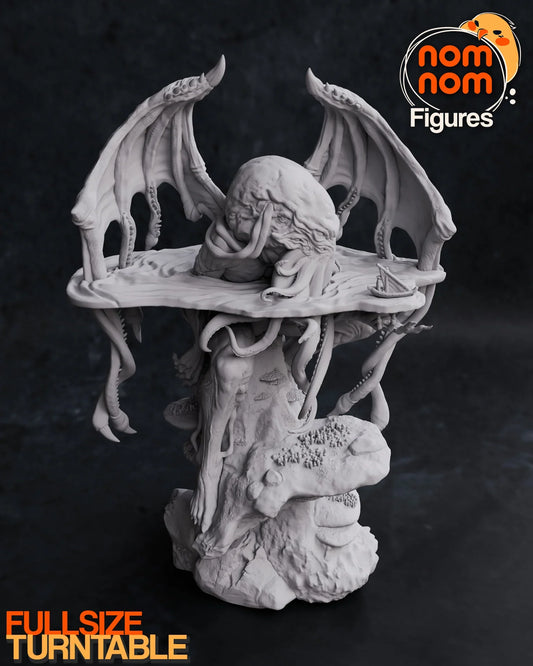 Cthulhu figure front view with wings and tentacles – 3D printed Mythos statue