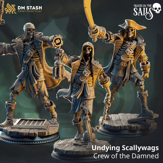 Pirate Skeleton Crew Undying Scallywags miniatures for tabletop RPG D&D display or painting