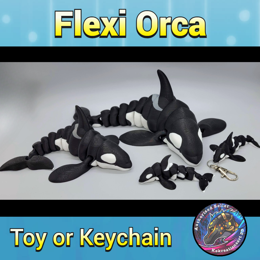 Flexi Orca Toy or Keychain | Sensory | Fidget | Killer Whale | 3 Sizes