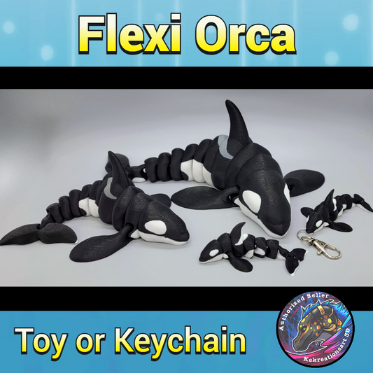 Flexi Orca Toy or Keychain | Sensory | Fidget | Killer Whale | 3 Sizes