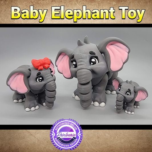 3D Printed Articulated Baby Elephant Toy – Sensory Fidget & Cute Gift