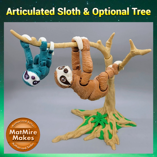Articulated Sloth & Tree | Posable | Custom Colors Available