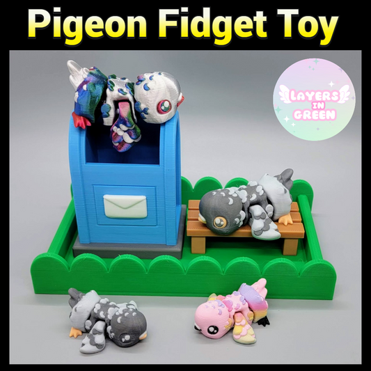 Floppy Pigeon Fidget Toy with optional Play Set