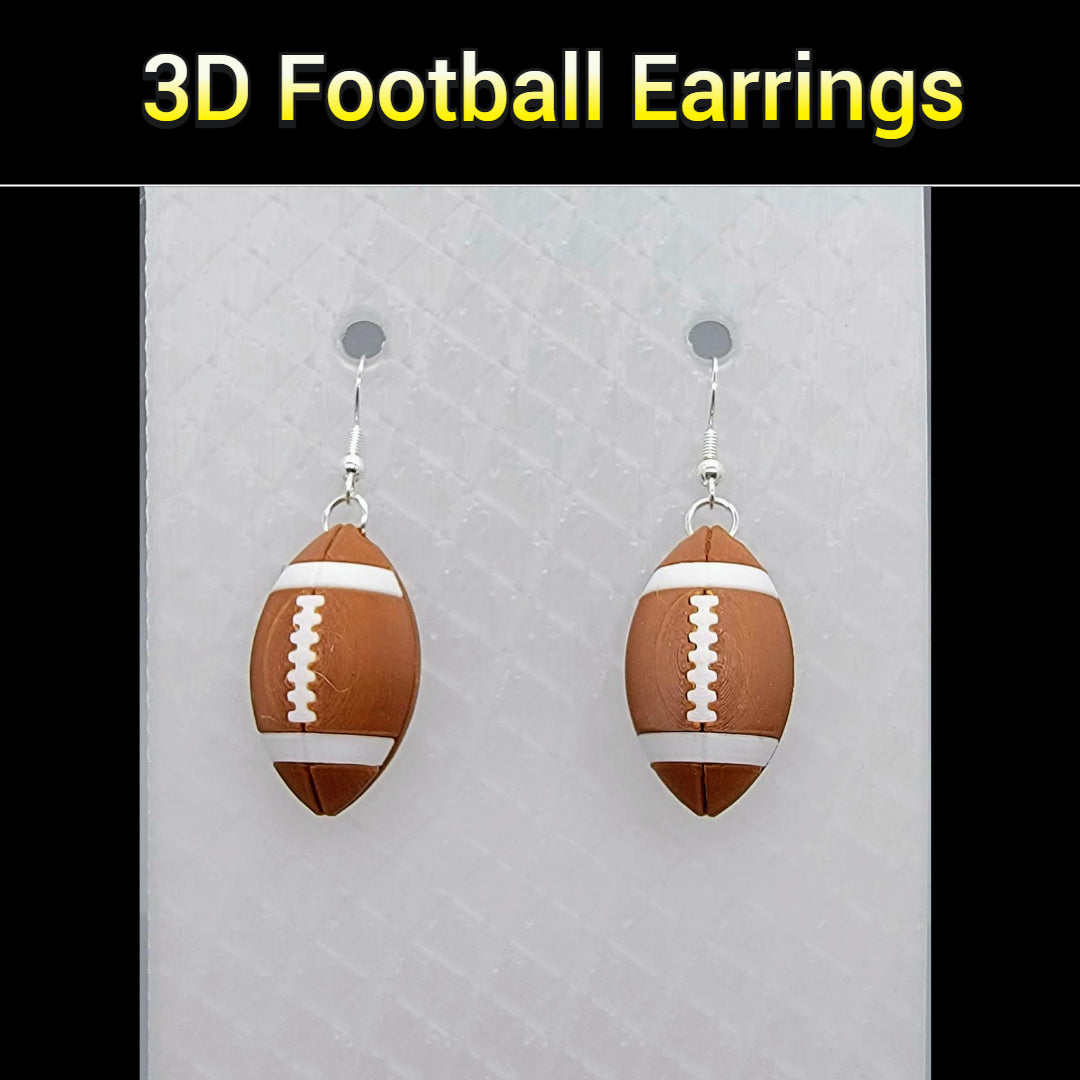 3D Football Earrings