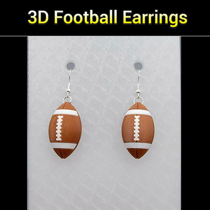 3D Football Earrings