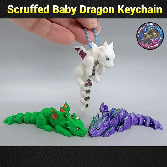 Scruffed Baby Dragon Keychain