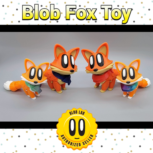 Articulated Blob Fox Toy with Custom Bandana or Scarf