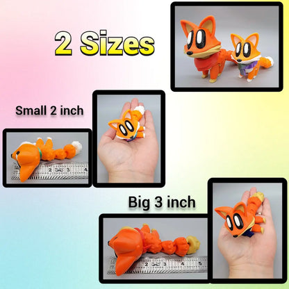 Articulated Blob Fox Toy with Custom Bandana or Scarf