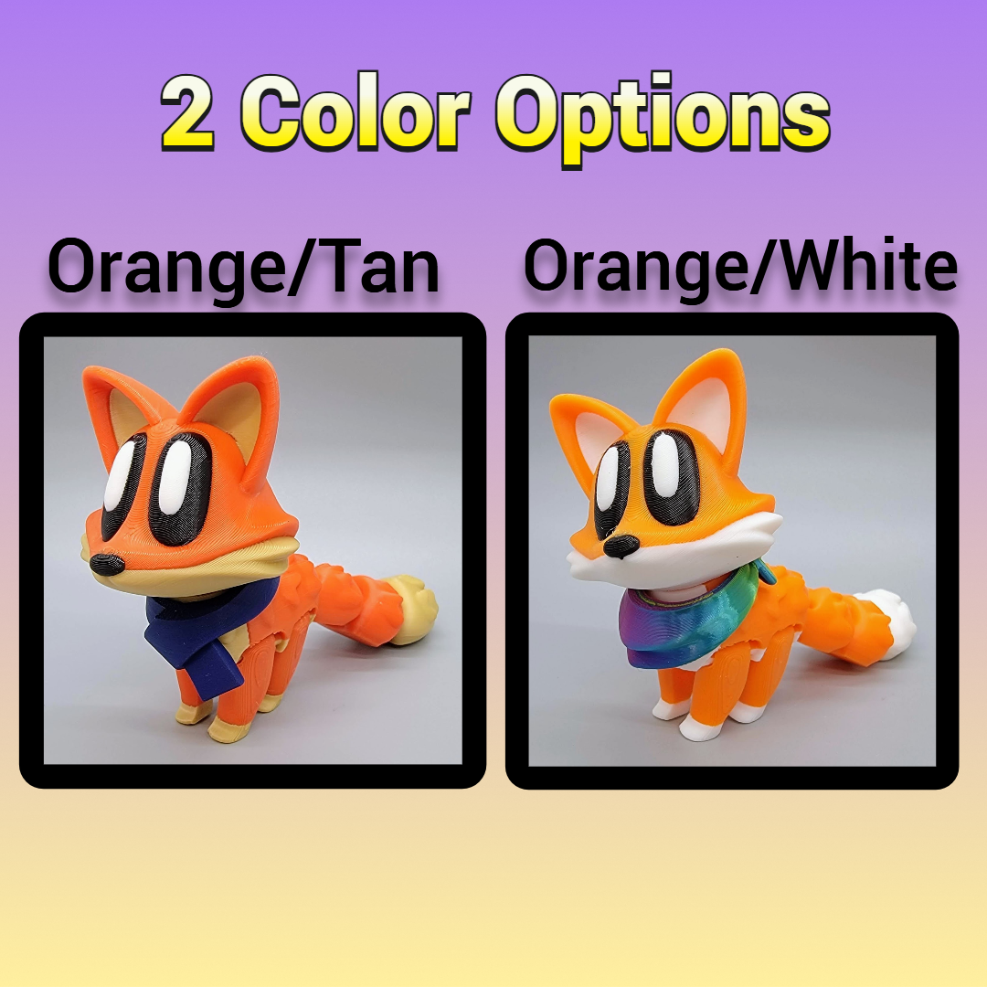 Articulated Blob Fox Toy with Custom Bandana or Scarf