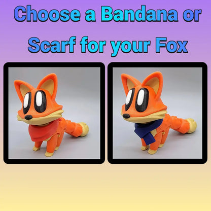 Articulated Blob Fox Toy with Custom Bandana or Scarf