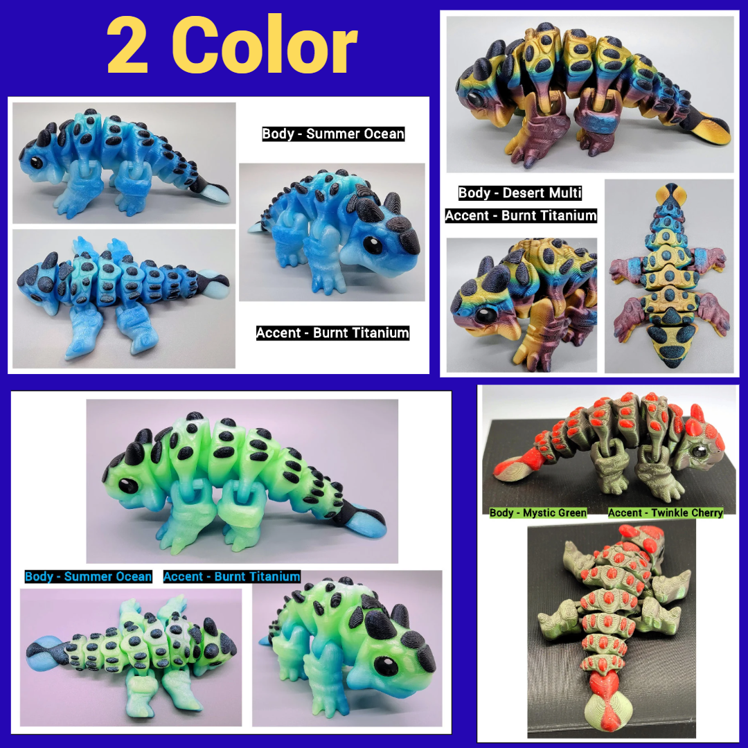 Custom 3D Printed Ankylosaur Dinosaur Toy or Keychain – Articulated Fidget Sensory Gift