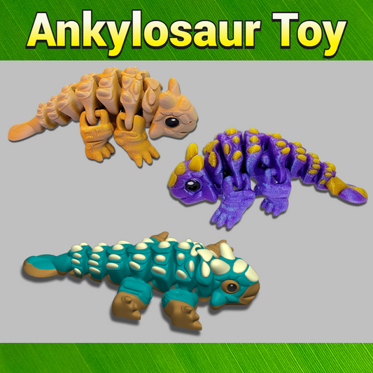Custom 3D Printed Ankylosaur Dinosaur Toy or Keychain – Articulated Fidget Sensory Gift