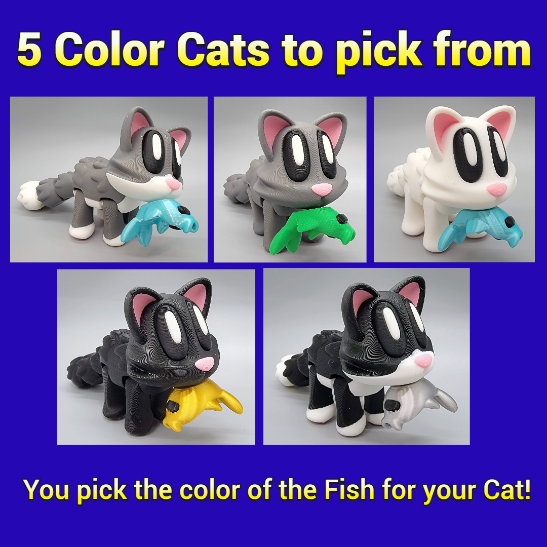Blob Cat Magnetic Toy with Fish