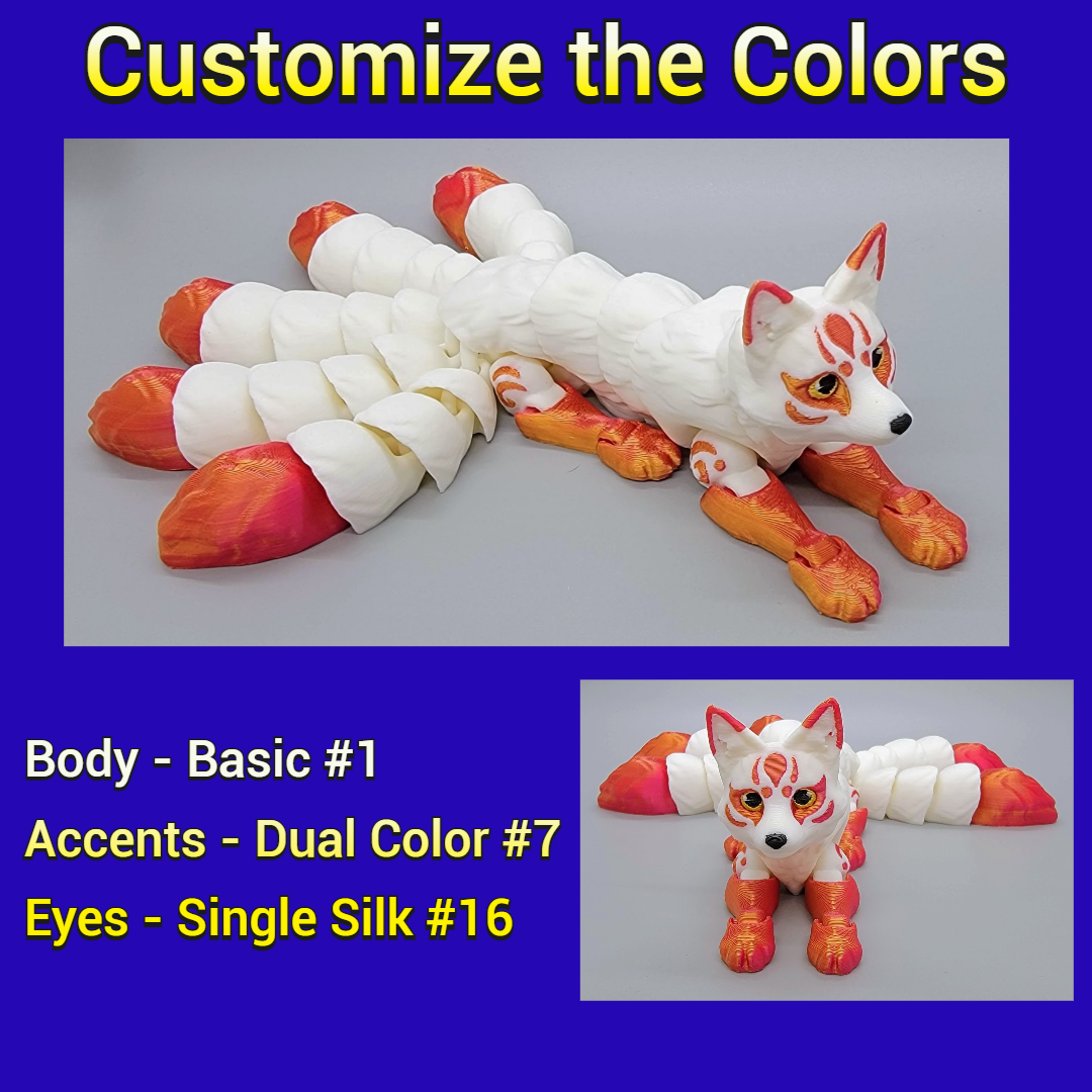 Juguete o llavero Kitsune de colores personalizados